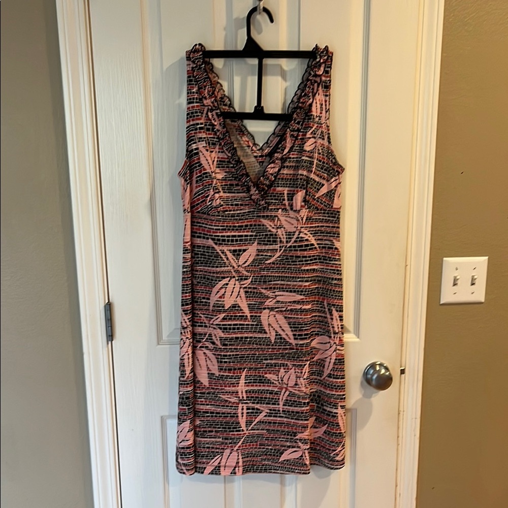 BCBG MAXAZRIA Pink and Black Floral Women's Dress